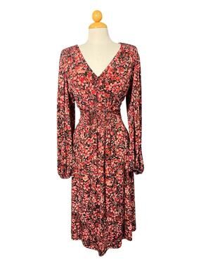 London Times Floral V-Neck Midi Dress